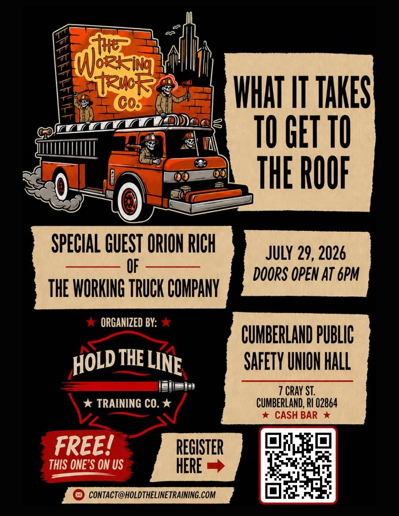 Full event flyer: What It Takes to Get to the Roof with guest Orion Rich, July 29, 2026, Cumberland, RI. Free. Register via QR or online.